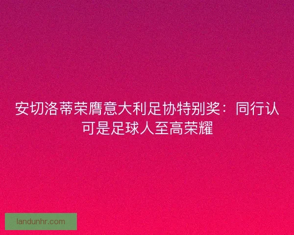 安切洛蒂荣膺意大利足协特别奖：同行认可是足球人至高荣耀
